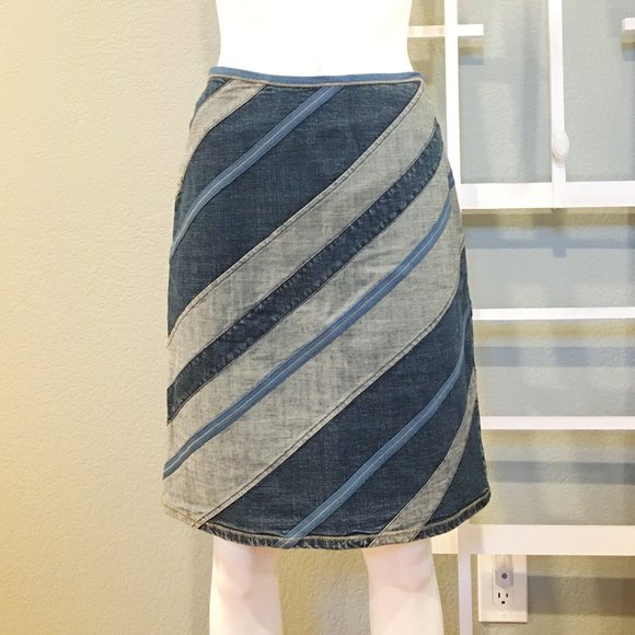 Diagonal Pieced Denim Skirt | Nine West - Picture 4 of 4